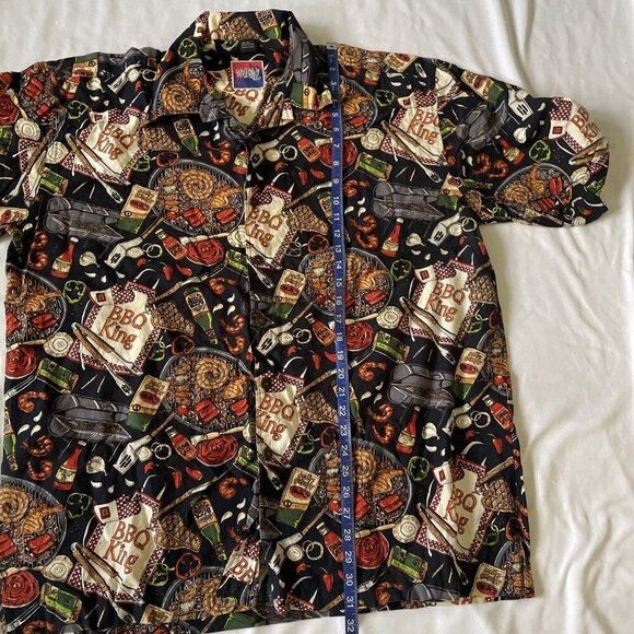 BBQ Kings Dreamwear Short-Sleeve Button-Up Shirt XXL By Dem Crazy 100% Cotton Gr - Picture 16 of 16